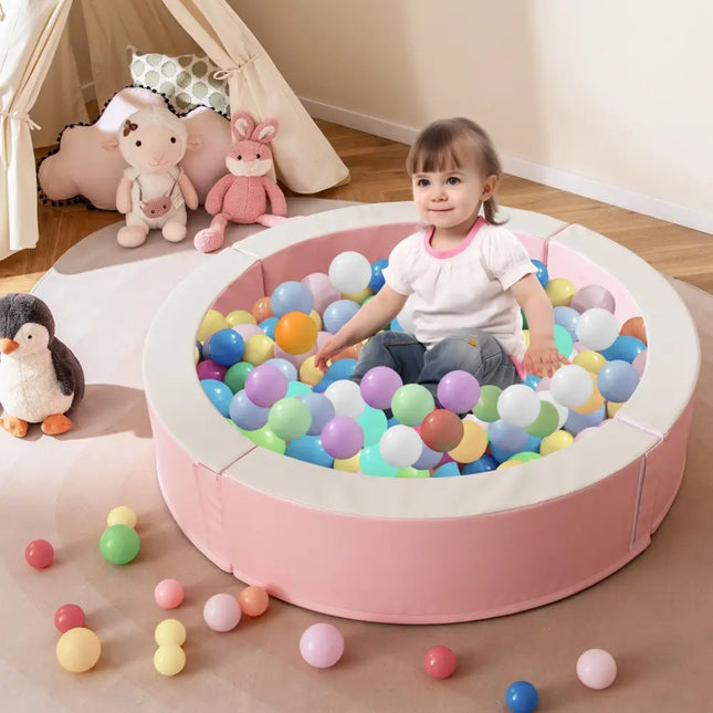 Detachable Foam Ball Pit with 50 Colorful Ocean Balls - Pink - Oasis Home Essentials
