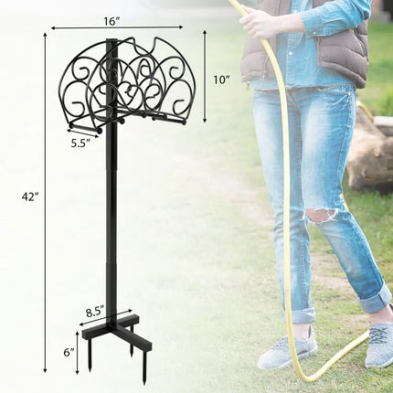 Detachable Freestanding Hose Holder for Outdoor Yard Garden Lawn - Black - Garden Tools