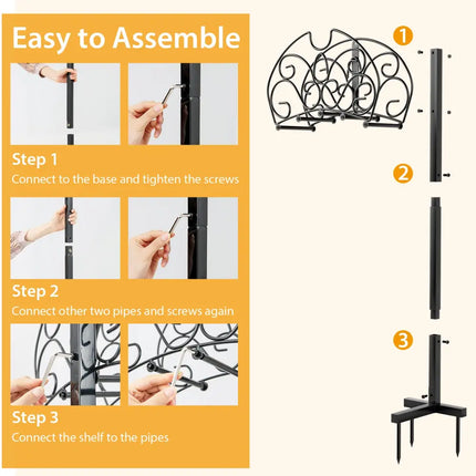 Detachable Freestanding Hose Holder for Outdoor Yard Garden Lawn - Black - Garden Tools