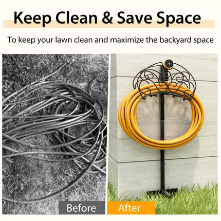 Detachable Freestanding Hose Holder for Outdoor Yard Garden Lawn - Black - Garden Tools