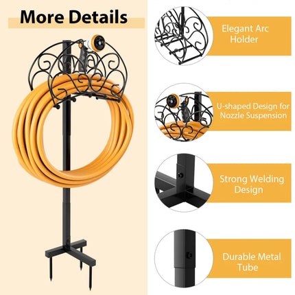 Detachable Freestanding Hose Holder for Outdoor Yard Garden Lawn - Black - Garden Tools