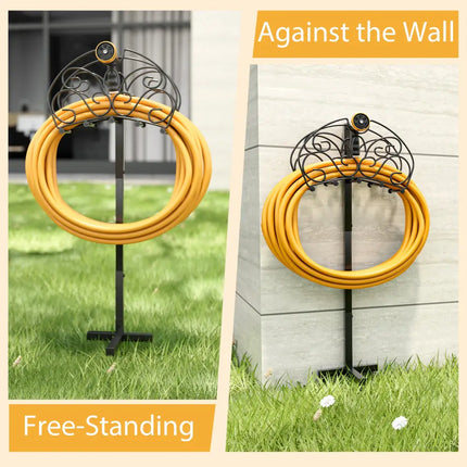 Detachable Freestanding Hose Holder for Outdoor Yard Garden Lawn - Black - Garden Tools