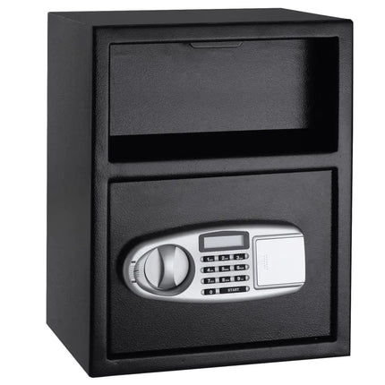 Digital Deposit Safe Box Depository with Front Drop for Jewelry and Cash - Black - Safe Box