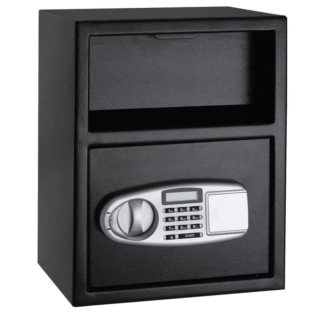 Digital Deposit Safe Box Depository with Front Drop for Jewelry and Cash - Black - Safe Box