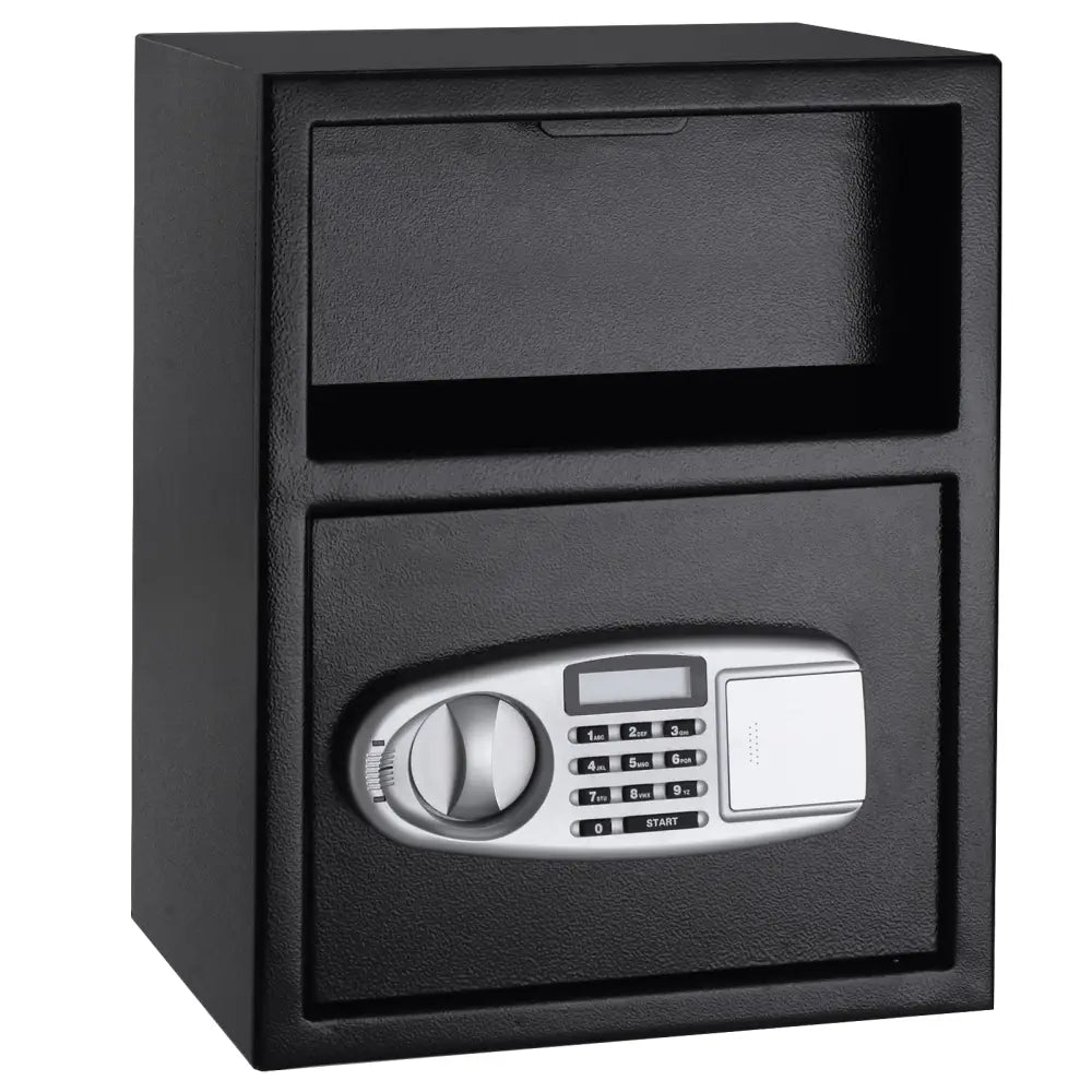 Digital Deposit Safe Box Depository with Front Drop for Jewelry and Cash - Black - Safe Box