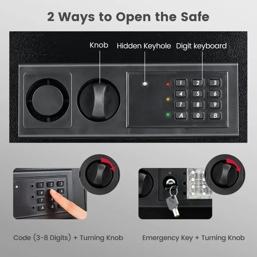 Digital Flat Recessed Wall Safe Security Lock Gun Cash Box-Black - Black - Safe Box