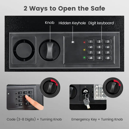 Digital Flat Recessed Wall Safe Security Lock Gun Cash Box-Black - Black - Safe Box