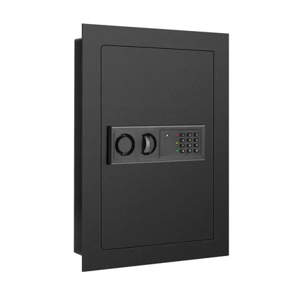 Digital Flat Recessed Wall Safe Security Lock Gun Cash Box-Black - Black - Safe Box