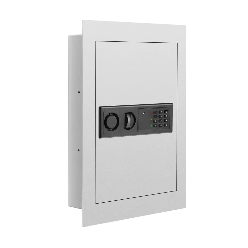 Digital Flat Recessed Wall Safe Security Lock Gun Cash Box-White - White - Safe Box