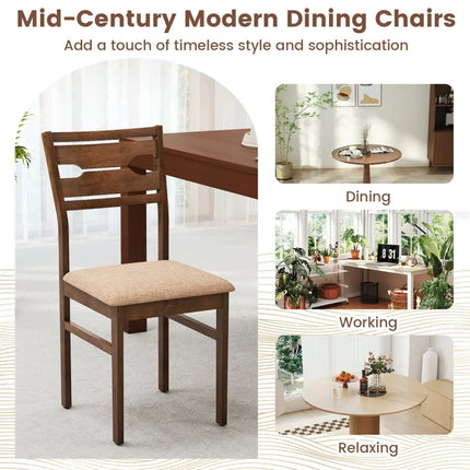 Dining Chair Set of 2/4 with Rubber Wood Frame and Padded Seat-2 - Dining Chairs