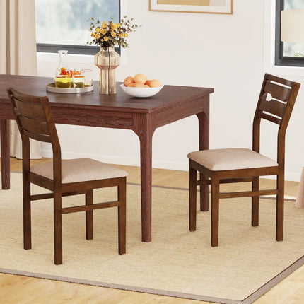 Dining Chair Set of 2/4 with Rubber Wood Frame and Padded Seat-2 - Dining Chairs