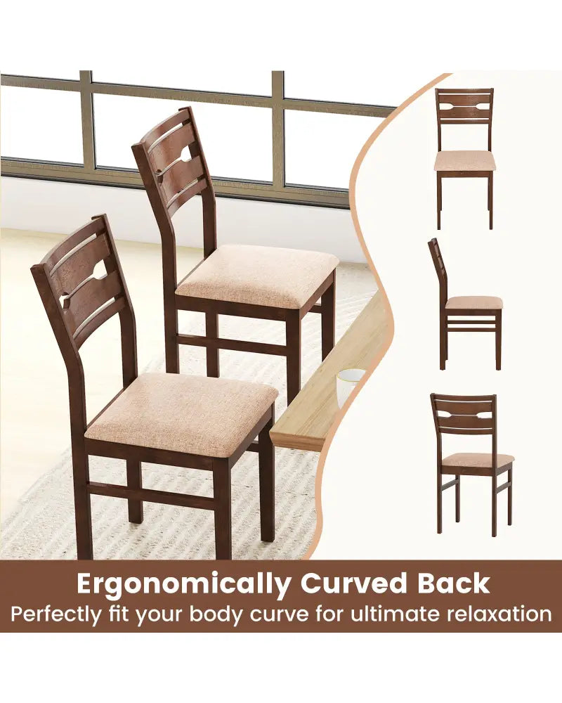 Dining Chair Set of 2/4 with Rubber Wood Frame and Padded Seat-2 - Dining Chairs