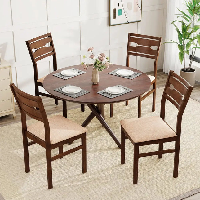 Dining Chair Set of 2/4 with Rubber Wood Frame and Padded Seat-2 - Dining Chairs