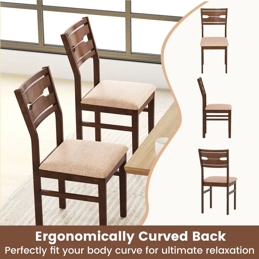Dining Chair Set of 2/4 with Rubber Wood Frame and Padded Seat-2 - Dining Chairs