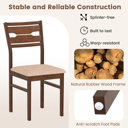 Dining Chair Set of 2/4 with Rubber Wood Frame and Padded Seat-4 - Dining Chairs