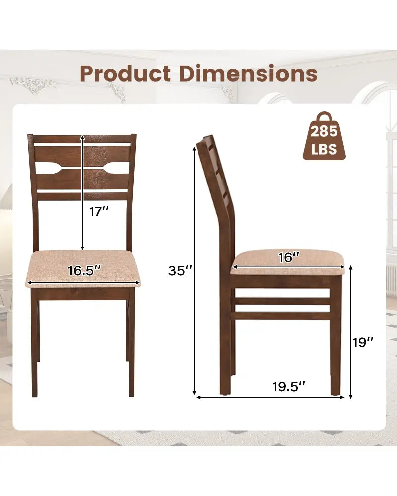 Dining Chair Set of 2/4 with Rubber Wood Frame and Padded Seat-4 - Dining Chairs