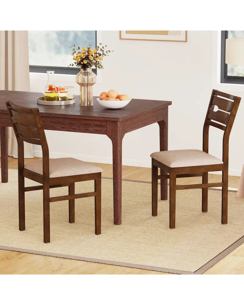 Dining Chair Set of 2/4 with Rubber Wood Frame and Padded Seat-4 - Dining Chairs