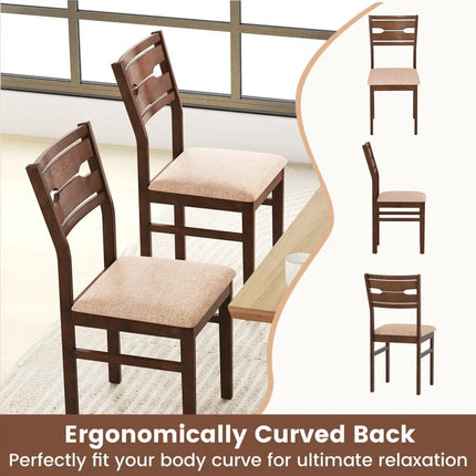 Dining Chair Set of 2/4 with Rubber Wood Frame and Padded Seat-4 - Dining Chairs