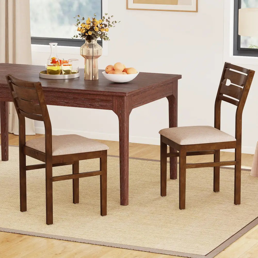 Dining Chair Set of 2/4 with Rubber Wood Frame and Padded Seat-4 - Dining Chairs