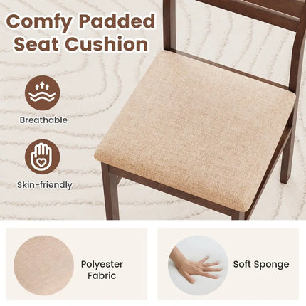 Dining Chair Set of 2/4 with Rubber Wood Frame and Padded Seat-4 - Dining Chairs
