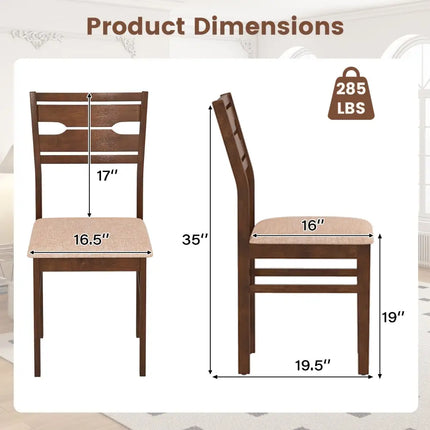 Dining Chair Set of 2/4 with Rubber Wood Frame and Padded Seat-4 - Dining Chairs