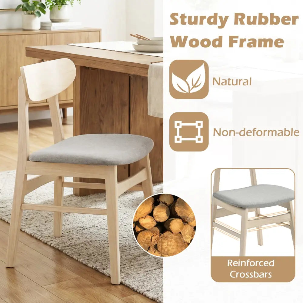 Dining Chair Set of 2 Fabric Upholstered Kitchen Armless Chairs-Natural - Natural - Dining Chairs