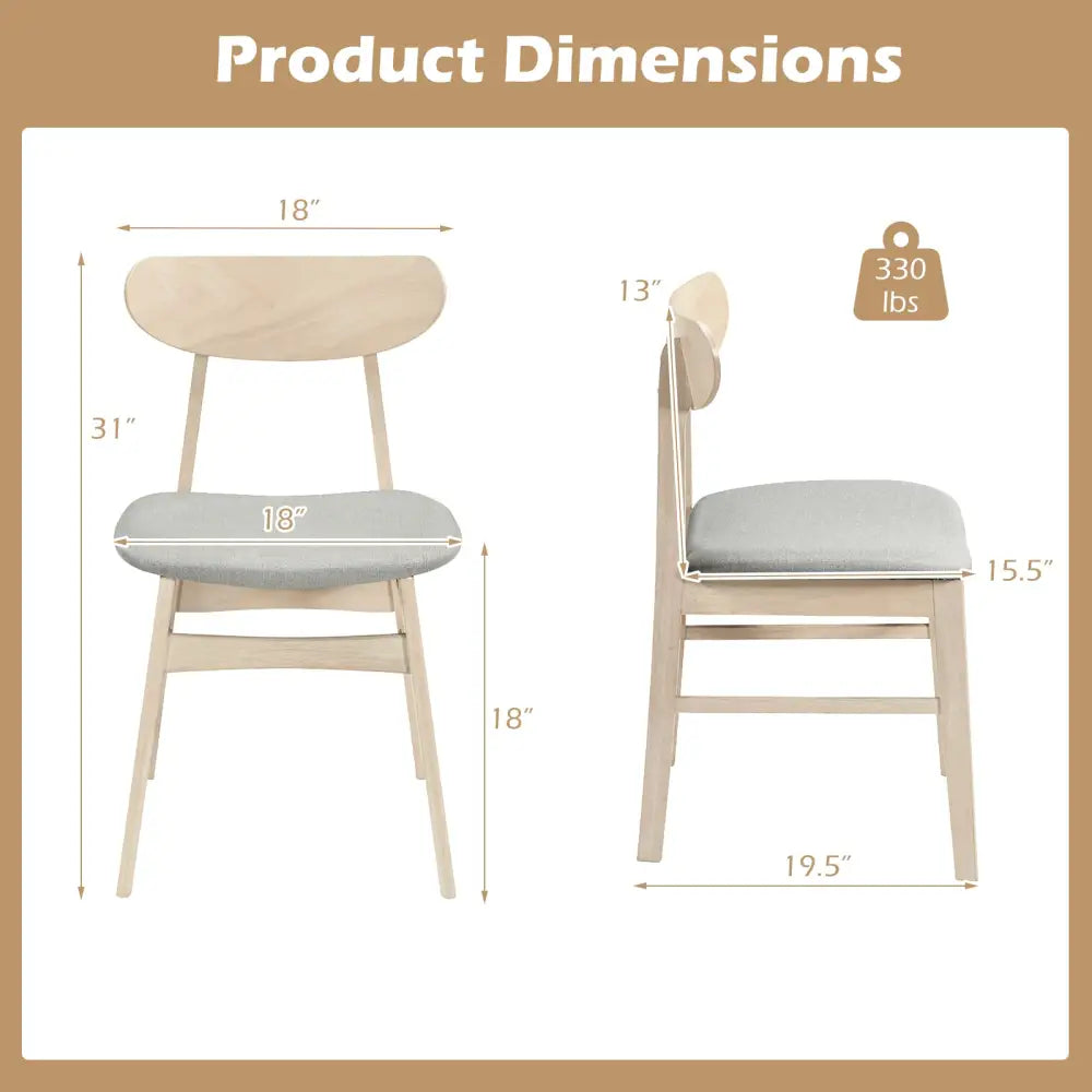 Dining Chair Set of 2 Fabric Upholstered Kitchen Armless Chairs-Natural - Natural - Dining Chairs