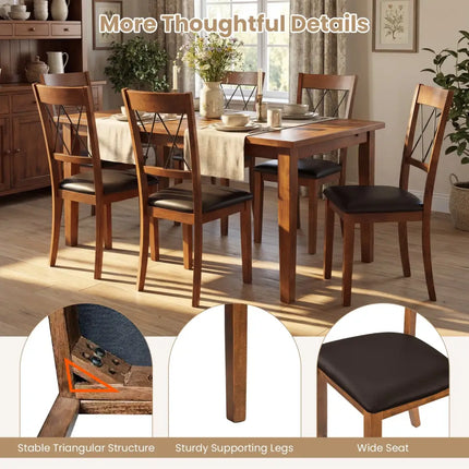 Dining Chair Set of 2 Fabric Upholstered Kitchen Armless Chairs with Rubber Wood Frame-Walnut - Walnut - Dining Chairs