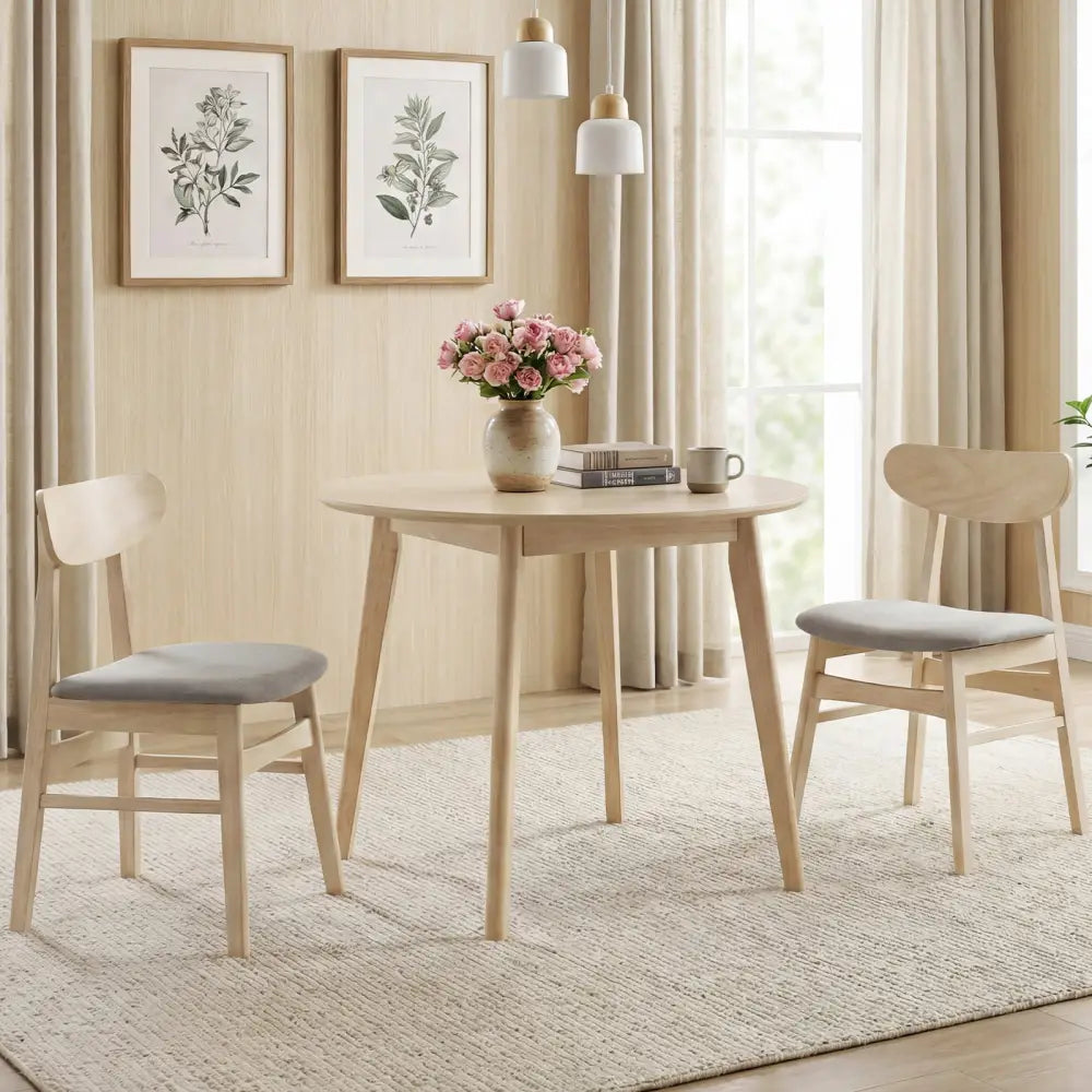 Dining Chair Set of 2 Fabric Upholstered Kitchen Armless Chairs-Natural - Natural - Dining Chairs
