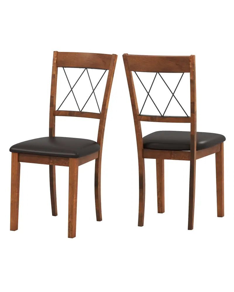 Dining Chair Set of 2 Fabric Upholstered Kitchen Armless Chairs with Rubber Wood Frame-Walnut - Walnut - Dining Chairs