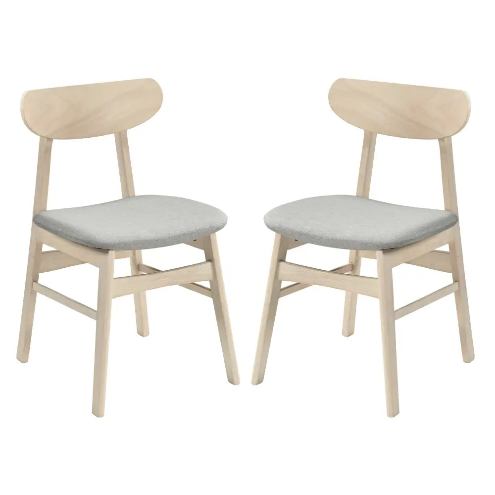 Dining Chair Set of 2 Fabric Upholstered Kitchen Armless Chairs-Natural - Natural - Dining Chairs