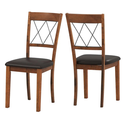 Dining Chair Set of 2 Fabric Upholstered Kitchen Armless Chairs with Rubber Wood Frame-Walnut - Walnut - Dining Chairs