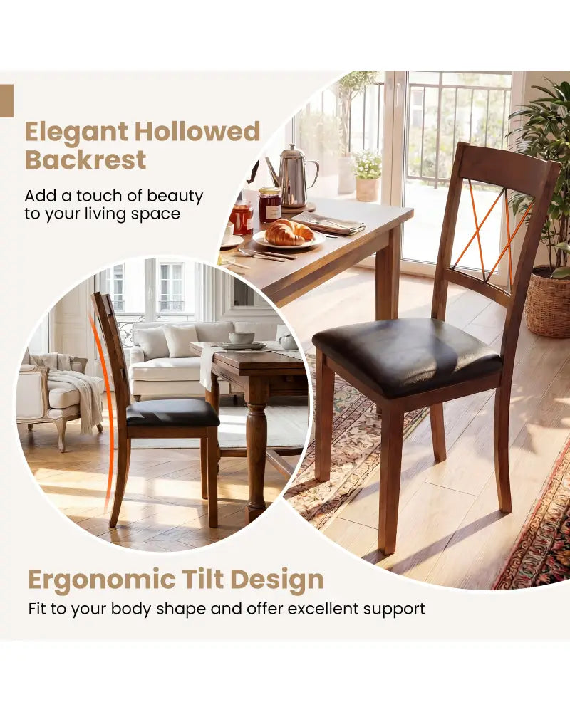 Dining Chair Set of 2 Fabric Upholstered Kitchen Armless Chairs with Rubber Wood Frame-Walnut - Walnut - Dining Chairs