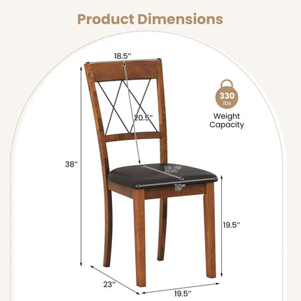 Dining Chair Set of 2 Fabric Upholstered Kitchen Armless Chairs with Rubber Wood Frame-Walnut - Walnut - Dining Chairs