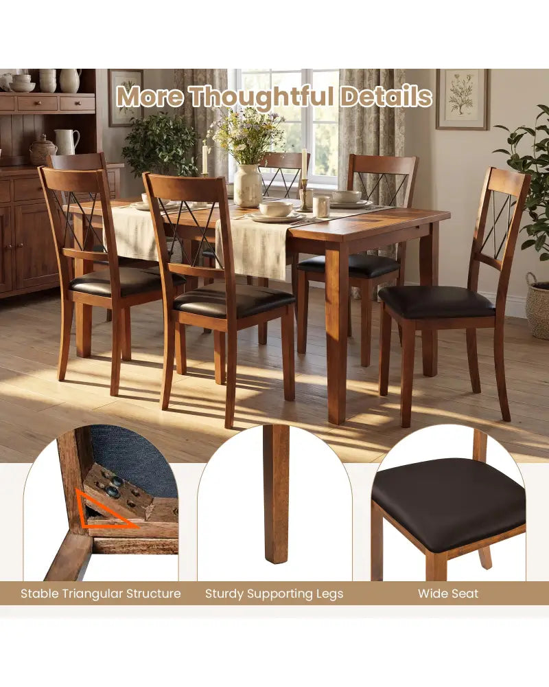 Dining Chair Set of 2 Fabric Upholstered Kitchen Armless Chairs with Rubber Wood Frame-Walnut - Walnut - Dining Chairs