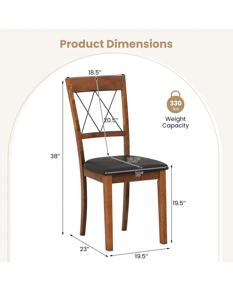 Dining Chair Set of 2 Fabric Upholstered Kitchen Armless Chairs with Rubber Wood Frame-Walnut - Walnut - Dining Chairs
