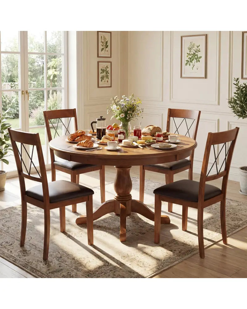 Dining Chair Set of 2 Fabric Upholstered Kitchen Armless Chairs with Rubber Wood Frame-Walnut - Walnut - Dining Chairs