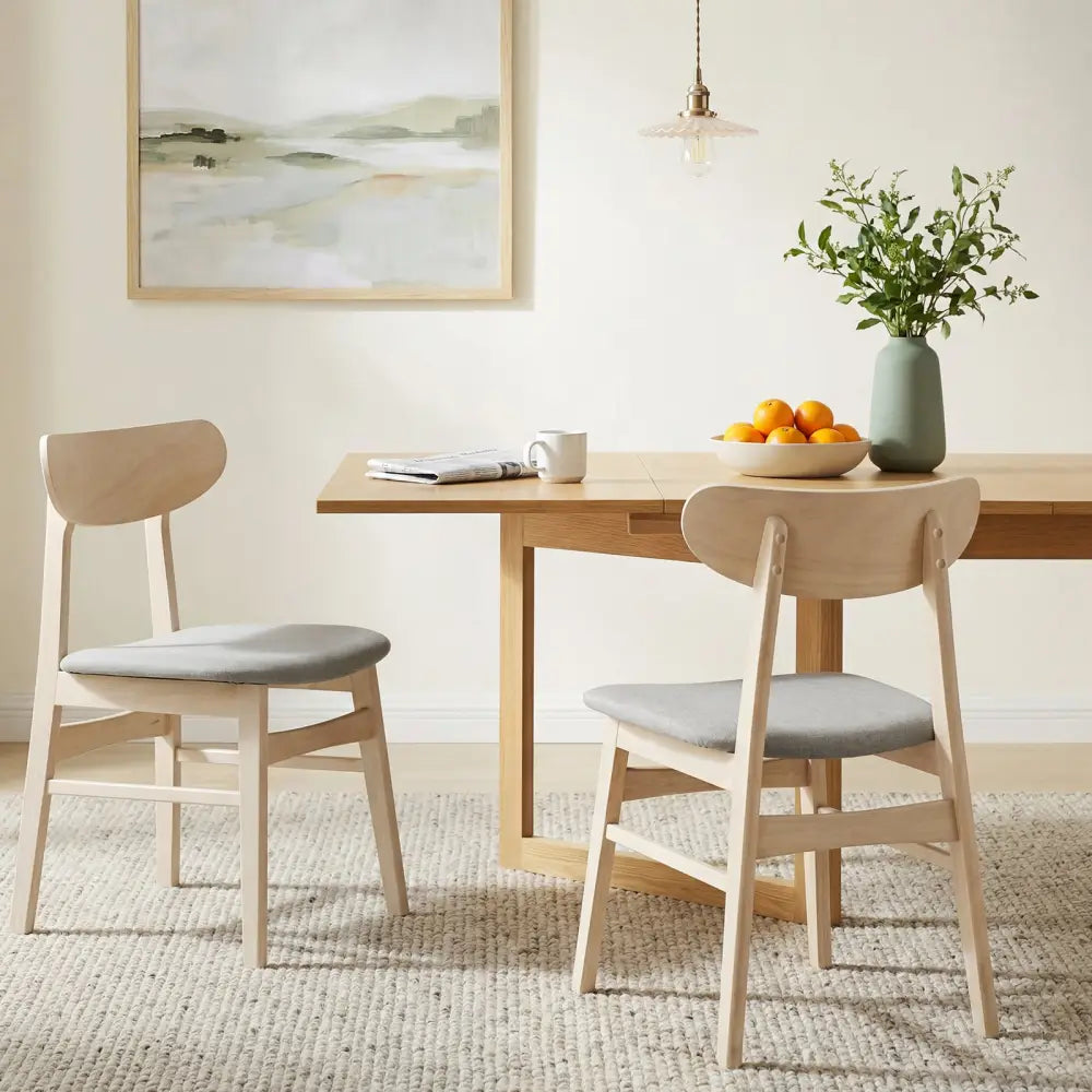 Dining Chair Set of 2 Fabric Upholstered Kitchen Armless Chairs-Natural - Natural - Dining Chairs