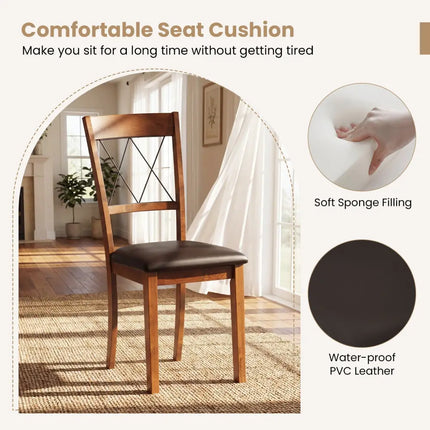 Dining Chair Set of 2 Fabric Upholstered Kitchen Armless Chairs with Rubber Wood Frame-Walnut - Walnut - Dining Chairs