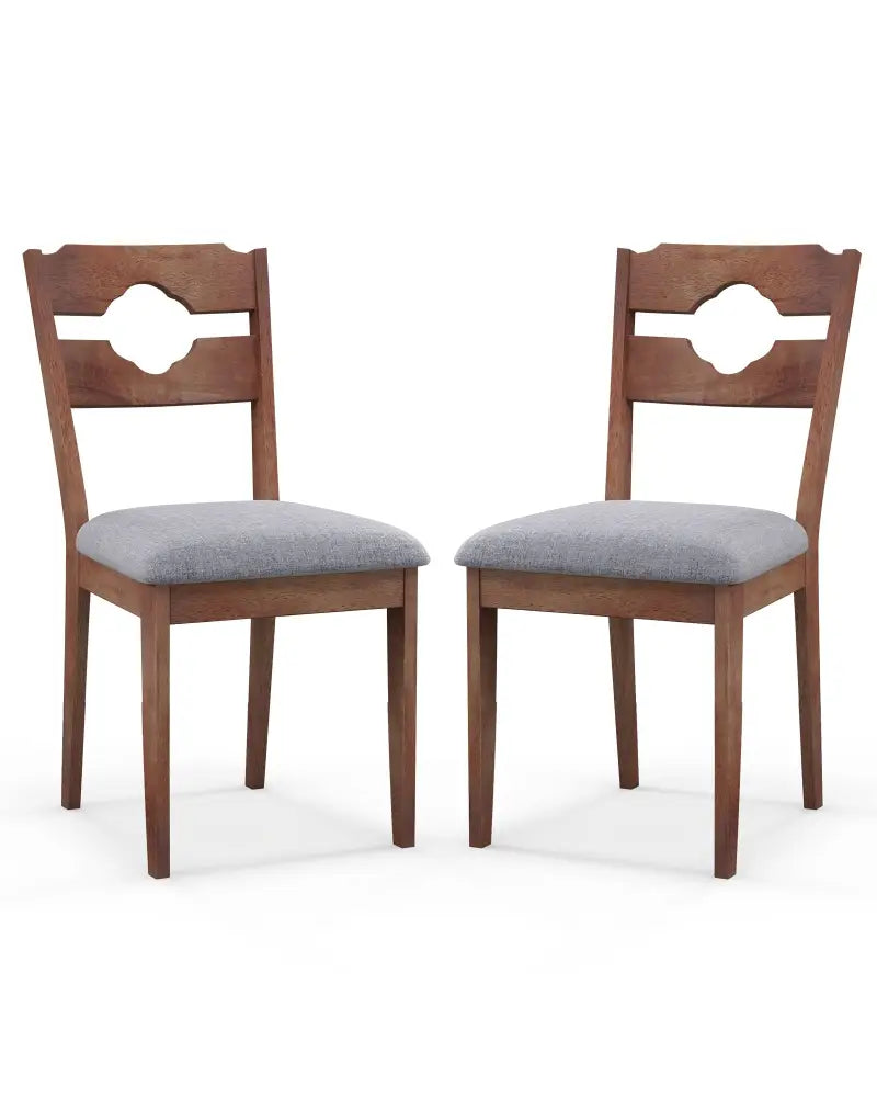 Dining Chair Set of 2 Fabric Upholstered Kitchen Chairs with Padded Seat and High Back-Gray - Gray - Dining Chairs