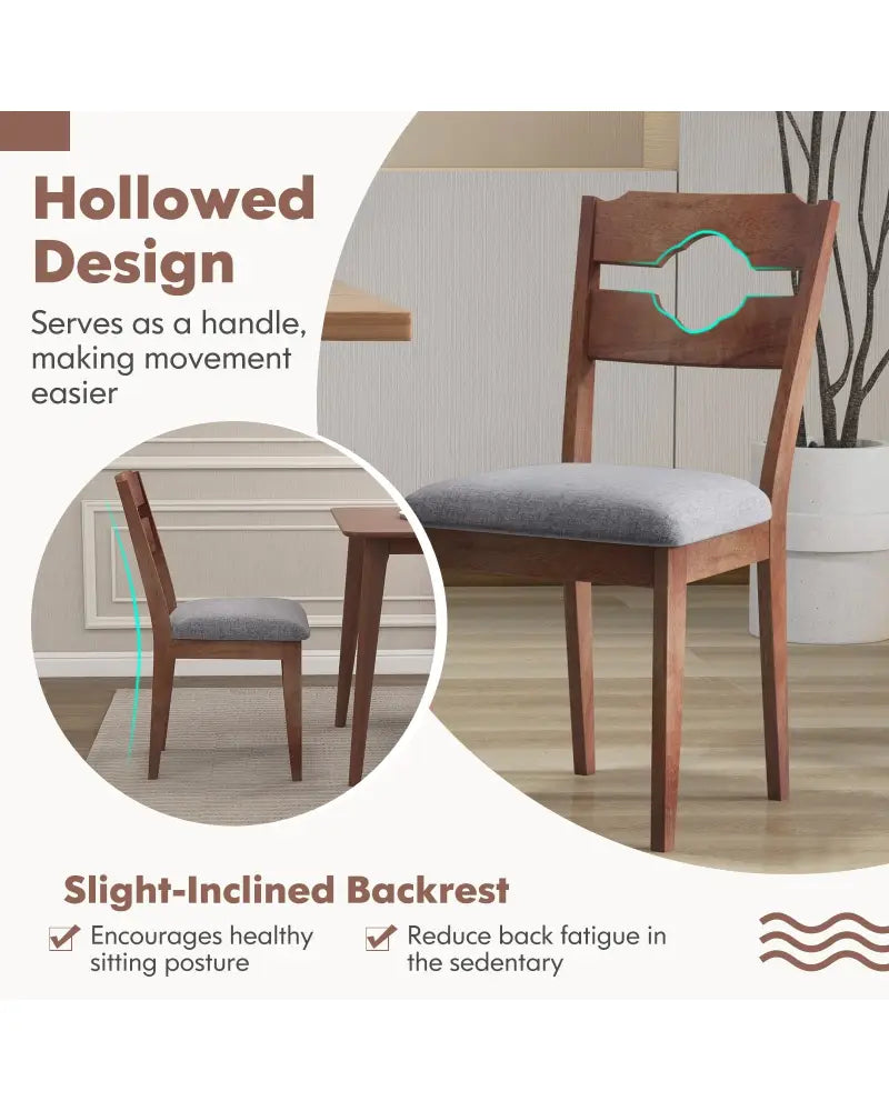 Dining Chair Set of 2 Fabric Upholstered Kitchen Chairs with Padded Seat and High Back-Gray - Gray - Dining Chairs