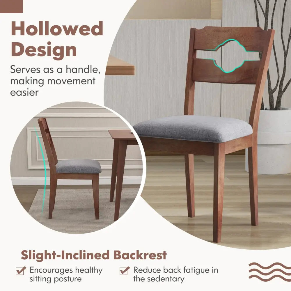 Dining Chair Set of 2 Fabric Upholstered Kitchen Chairs with Padded Seat and High Back-Gray - Gray - Dining Chairs
