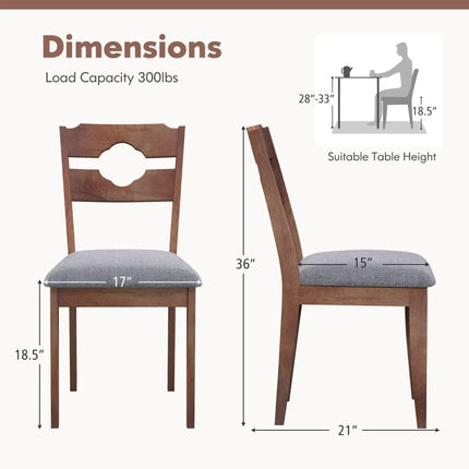 Dining Chair Set of 2 Fabric Upholstered Kitchen Chairs with Padded Seat and High Back-Gray - Gray - Dining Chairs