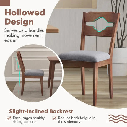 Dining Chair Set of 2 Fabric Upholstered Kitchen Chairs with Padded Seat and High Back-Gray - Gray - Dining Chairs