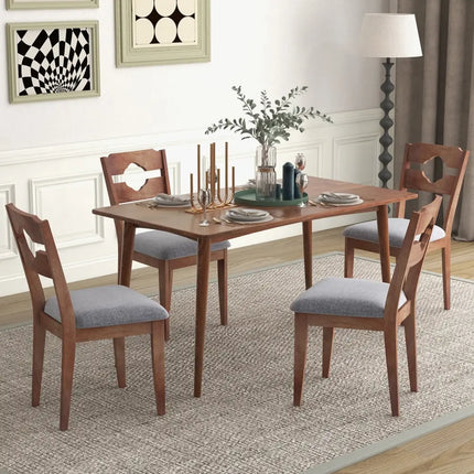 Dining Chair Set of 2 Fabric Upholstered Kitchen Chairs with Padded Seat and High Back-Gray - Gray - Dining Chairs