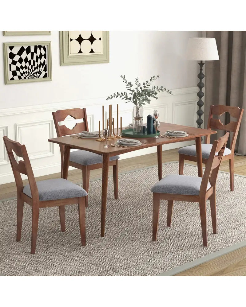 Dining Chair Set of 2 Fabric Upholstered Kitchen Chairs with Padded Seat and High Back-Gray - Gray - Dining Chairs