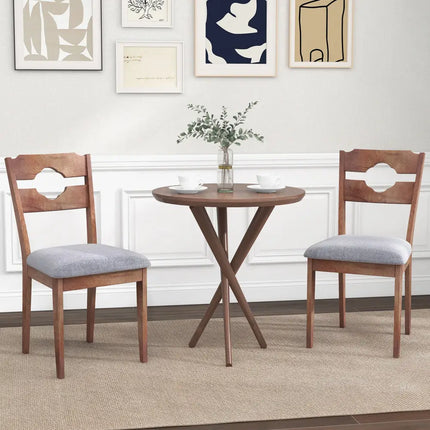 Dining Chair Set of 2 Fabric Upholstered Kitchen Chairs with Padded Seat and High Back-Gray - Gray - Dining Chairs