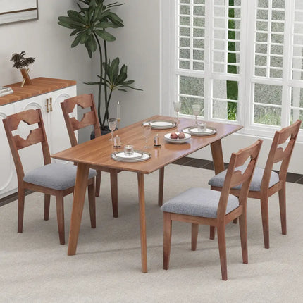 Dining Chair Set of 2 Fabric Upholstered Kitchen Chairs with Padded Seat and High Back-Gray - Gray - Dining Chairs