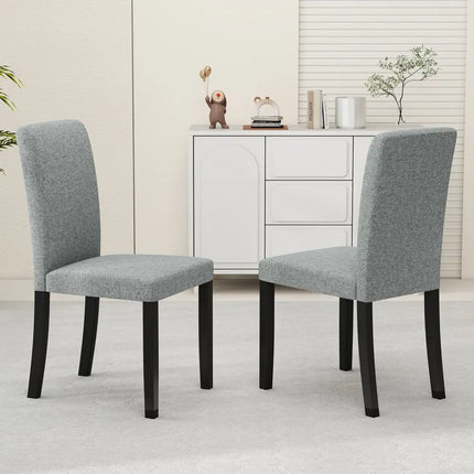 Dining Chair Set of 2 Mid-Century Modern Chairs with Rubber Wood Legs-Gray - Gray - Dining Chairs