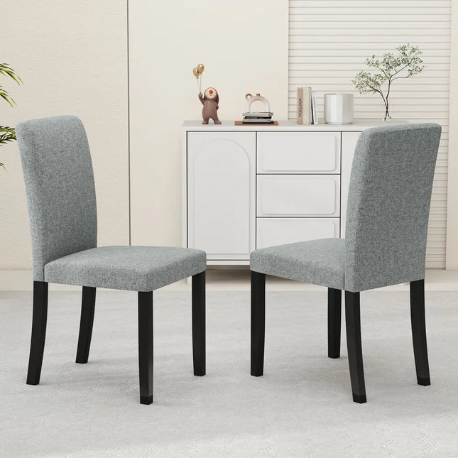 Dining Chair Set of 2 Mid-Century Modern Chairs with Rubber Wood Legs-Gray - Gray - Dining Chairs